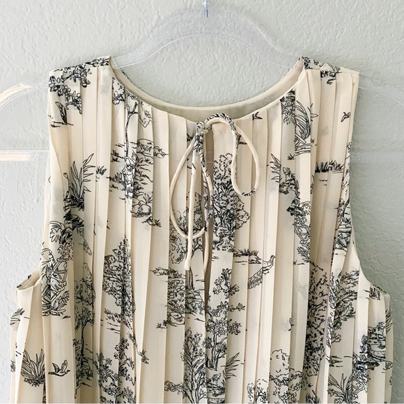& Other Stories Cream Print Sleeveless Pleated Blouse S - Picture 4 of 7